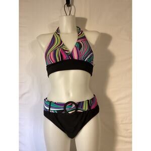 1183 NWT Bikini Bay Mura Halter Top Size 8 and Belted Bottom Size 10